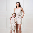 Girls Button Front Halter Romper