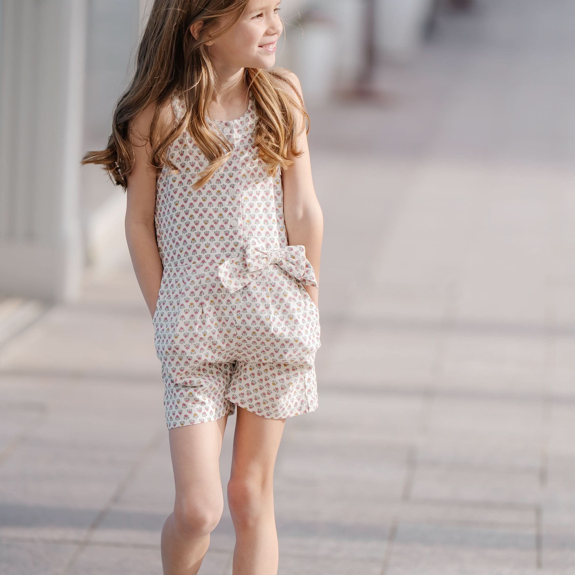 Girls Button Front Halter Romper