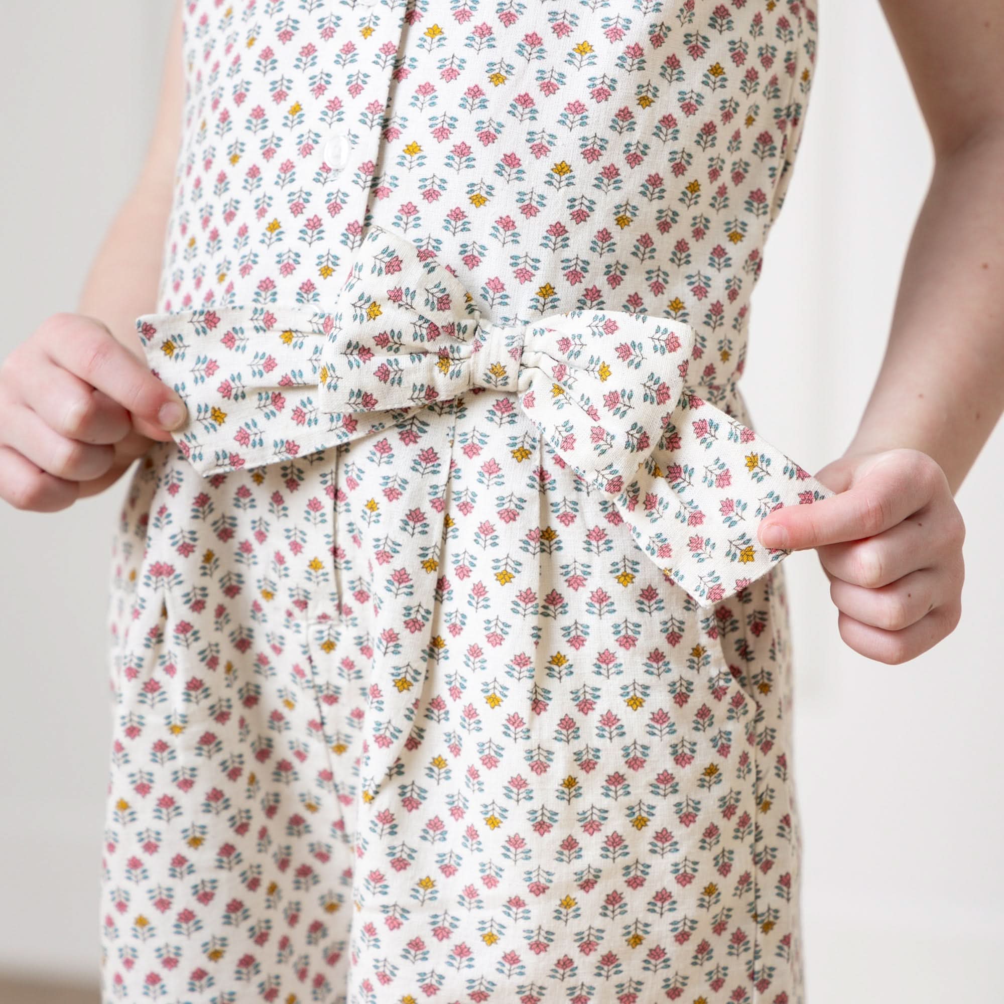 Girls Button Front Halter Romper