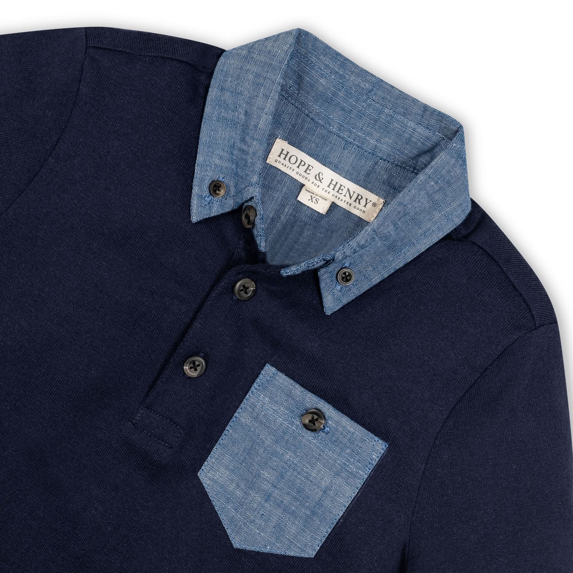 Organic Jersey Polo with Chambray Trim - Baby