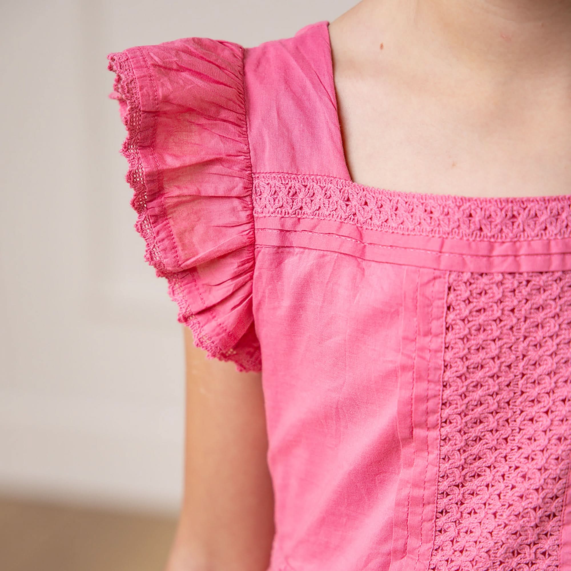 Girls Organic Cotton Flutter Sleeve Maxi Dress