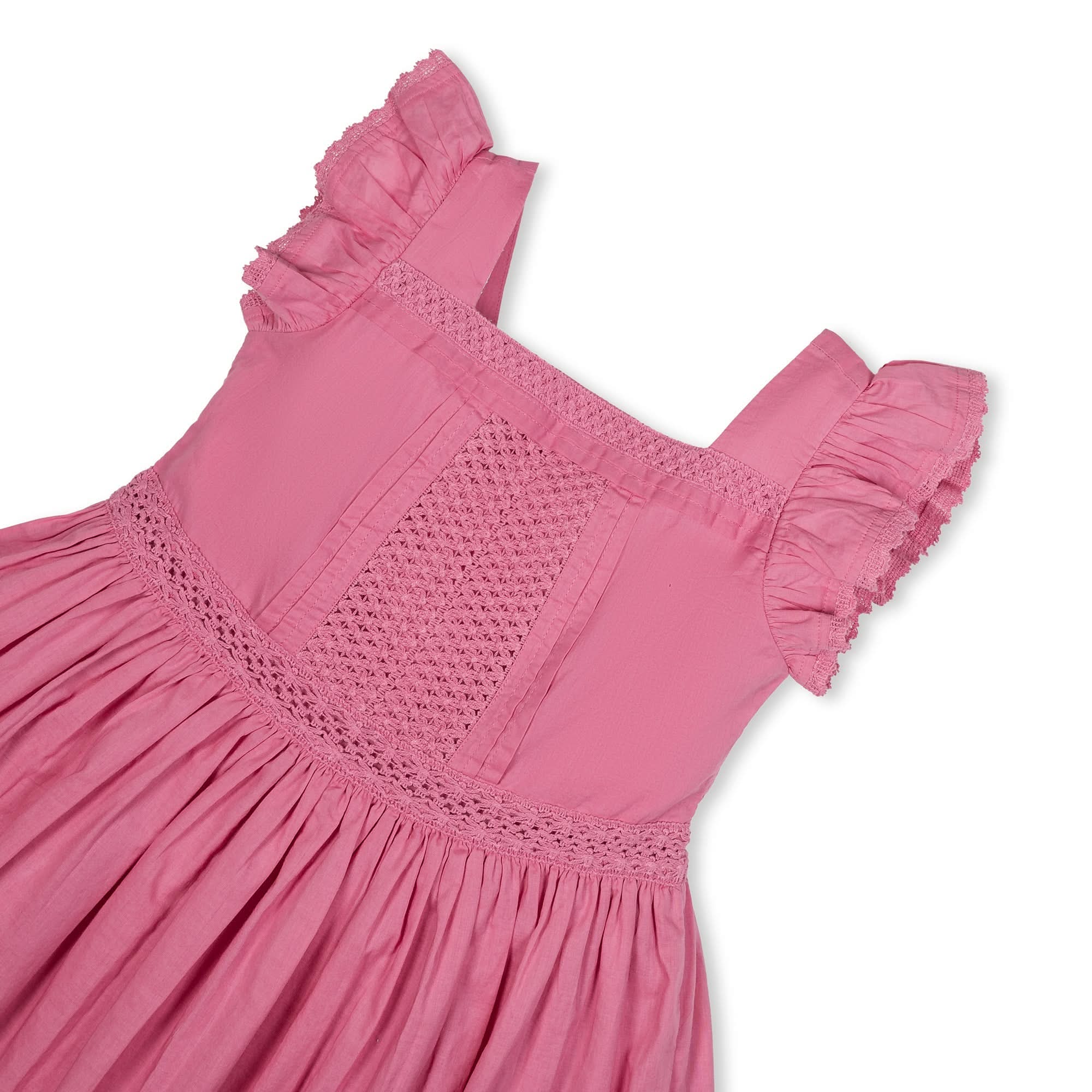Girls Organic Cotton Flutter Sleeve Maxi Dress