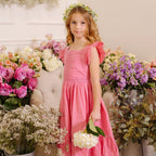 Girls Organic Cotton Flutter Sleeve Maxi Dress