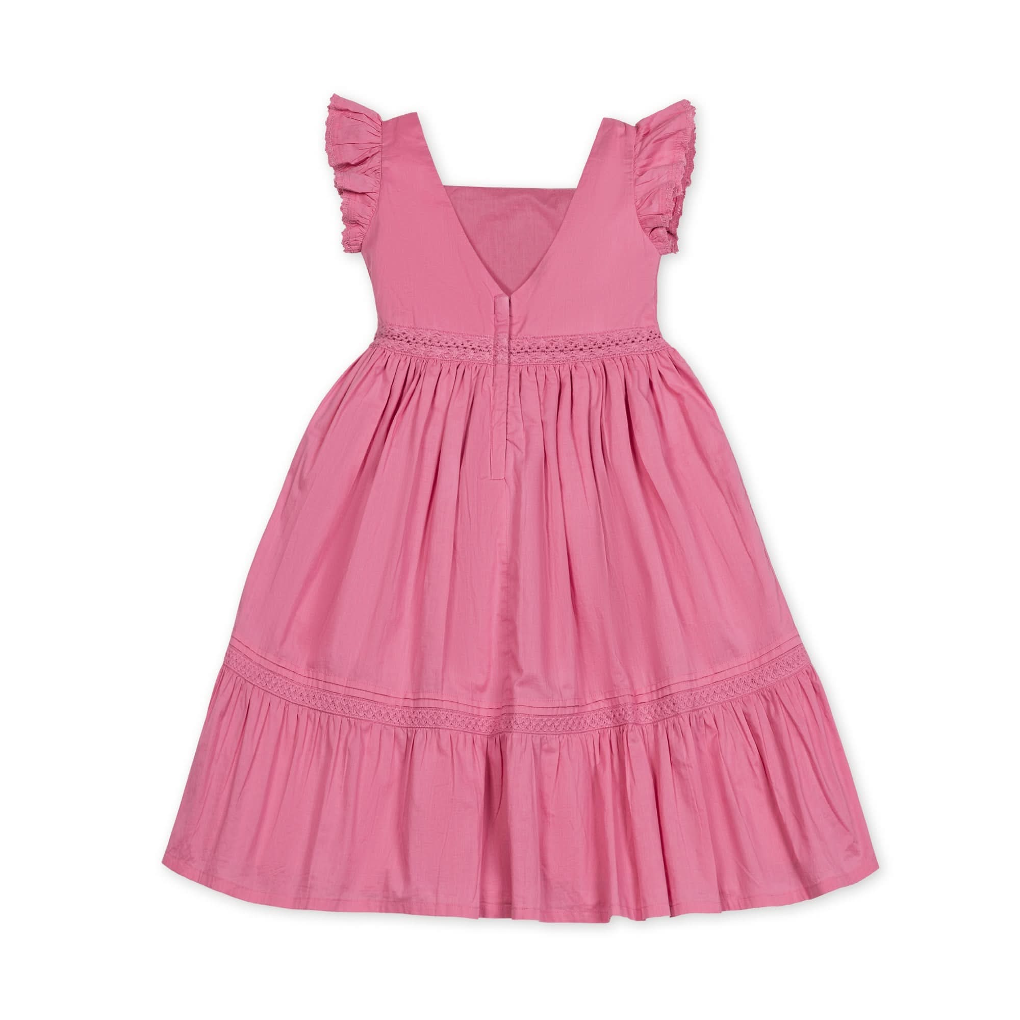Girls Organic Cotton Flutter Sleeve Maxi Dress