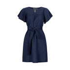 Women’s Navy Linen Keyhole Dress