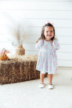 Pumpkin Picnic 3/4 Sleeve Ruffle Twirl Dress