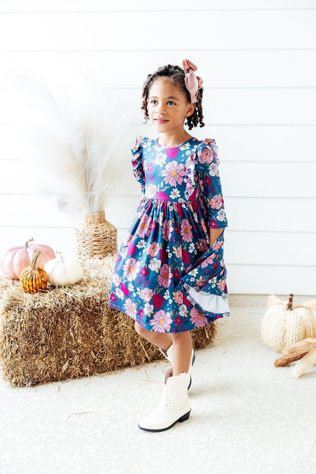 Vintage Garden Ruffle Twirl Dress