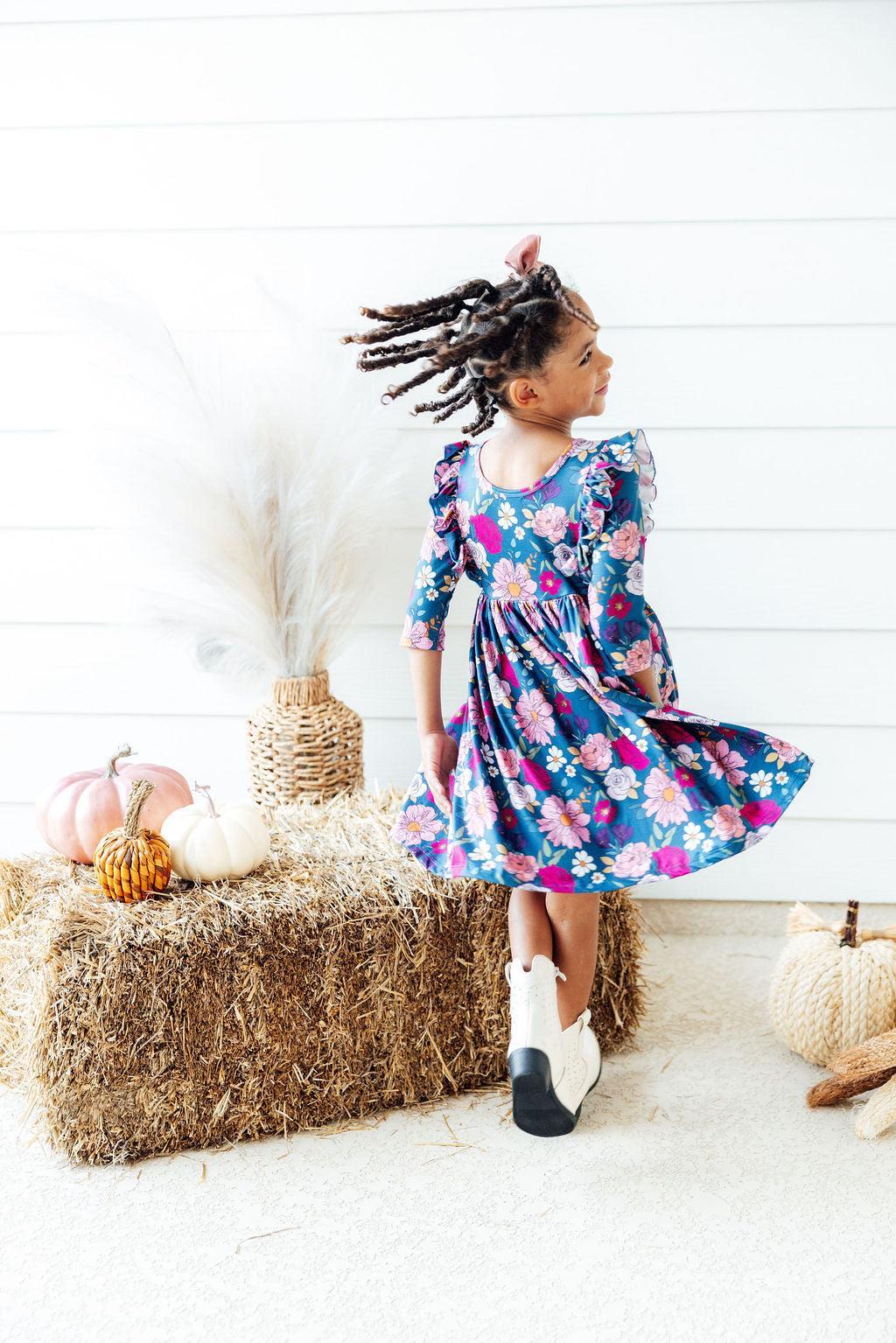 Vintage Garden Ruffle Twirl Dress