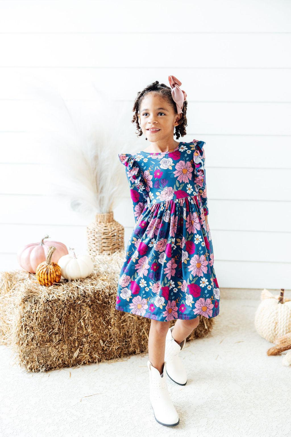 Vintage Garden Ruffle Twirl Dress