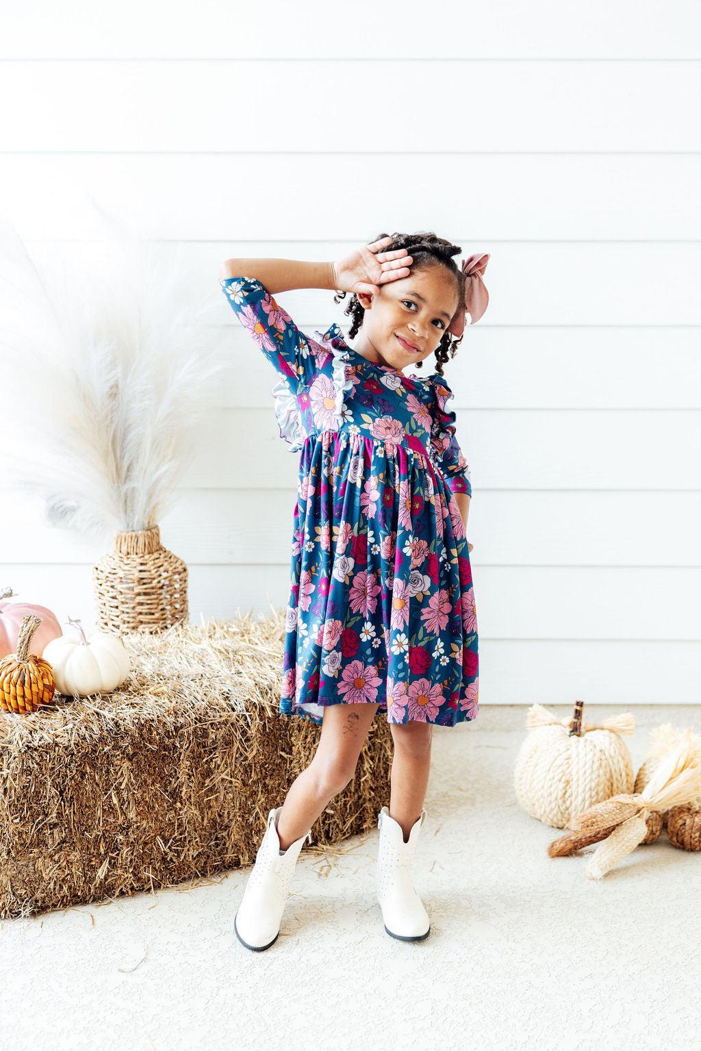 Vintage Garden Ruffle Twirl Dress