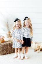 Scattered Dot L/S Ruffle Tee