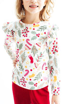 Holly Jolly Christmas Long Sleeve Ruffle Tee