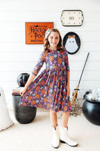 Haunted Garden 3/4 Sleeve Pocket Twirl Dress