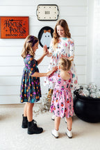 Skeleton Web 3/4 Sleeve Pocket Twirl Dress