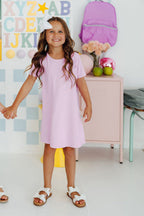 Girls Bright Lilac T-Shirt Dress
