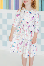 Out of this World 3/4 Sleeve Pocket Twirl Dress