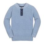 Organic Sweater Henley with Elbow Patches