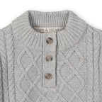 Organic Mock Neck Button Placket Sweater Dress