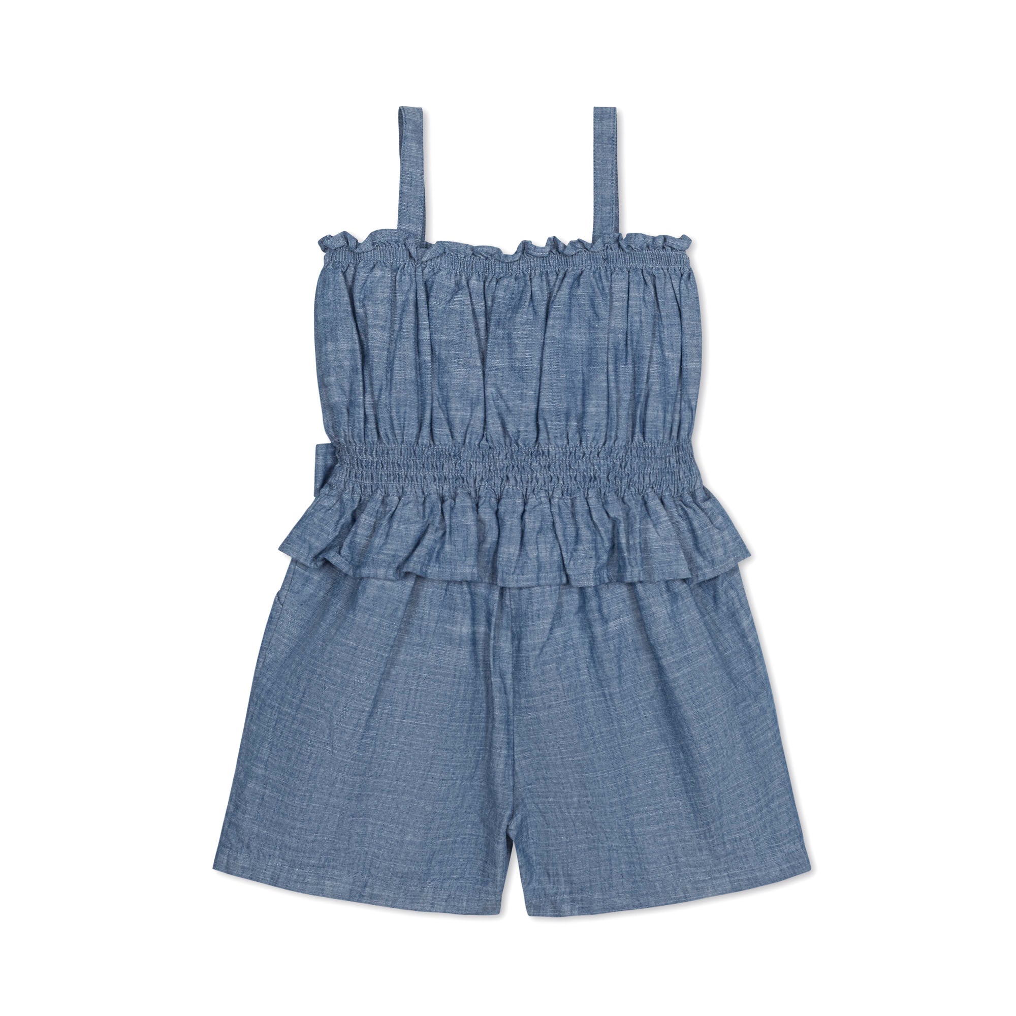 Organic Smocked Waist Chambray Romper