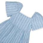 Flounce Sleeve Tiered Linen Dress