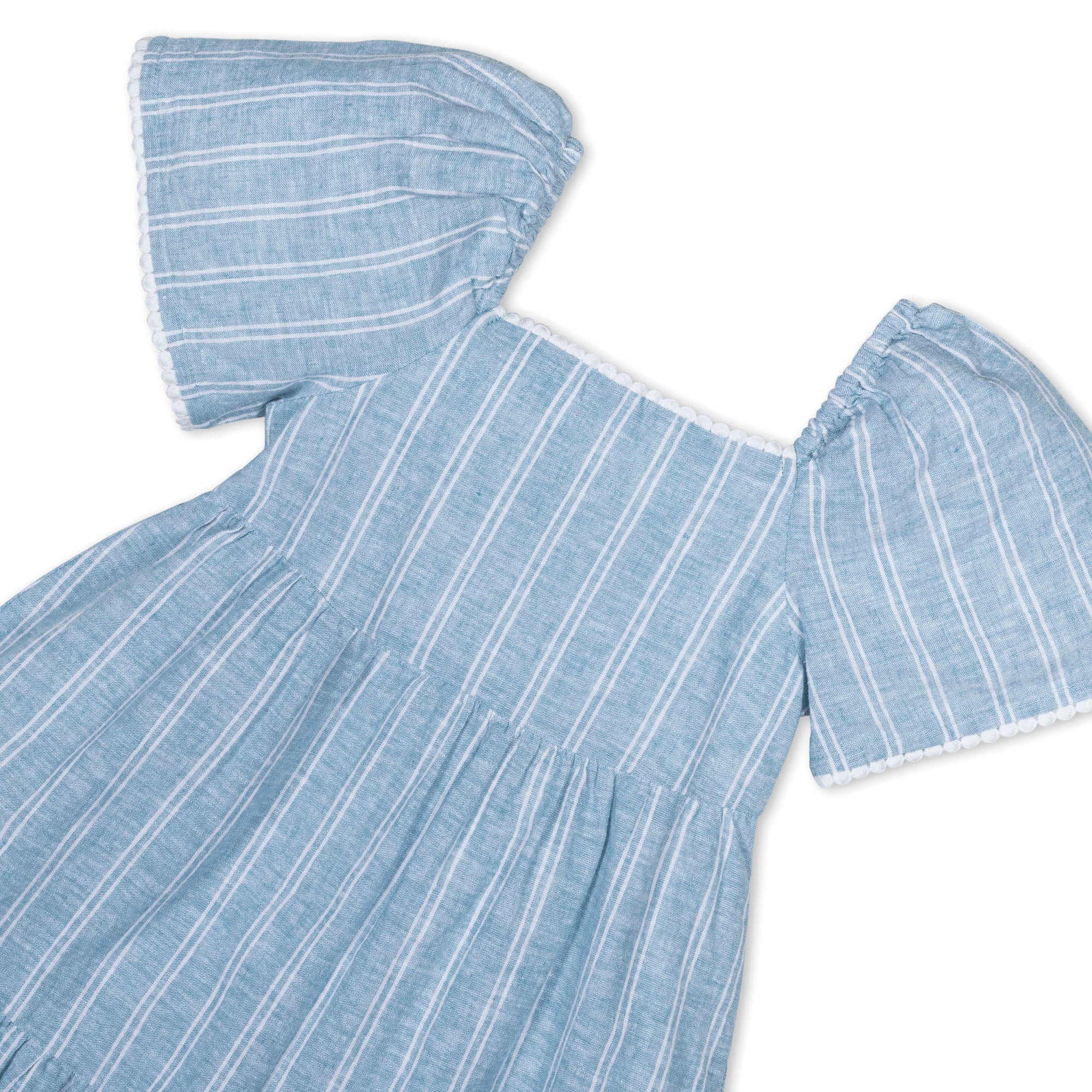 Flounce Sleeve Tiered Linen Dress