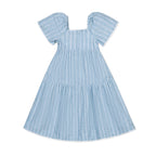 Flounce Sleeve Tiered Linen Dress