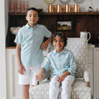 Tea Room Blue Plaid Linen Button-Down Shirt