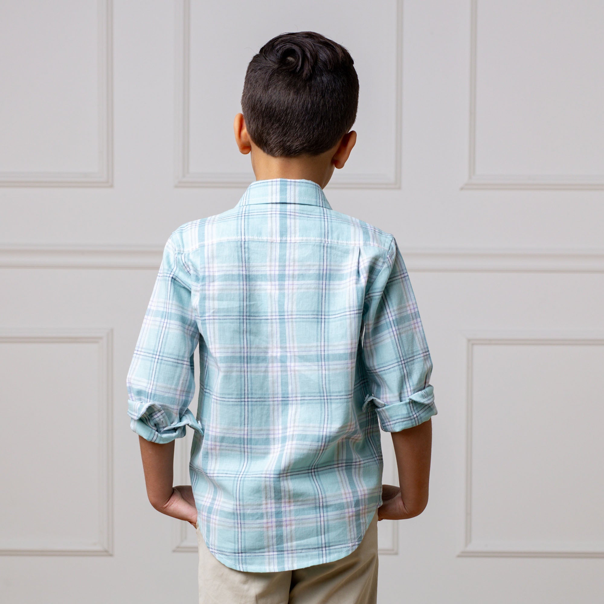 Tea Room Blue Plaid Linen Button-Down Shirt