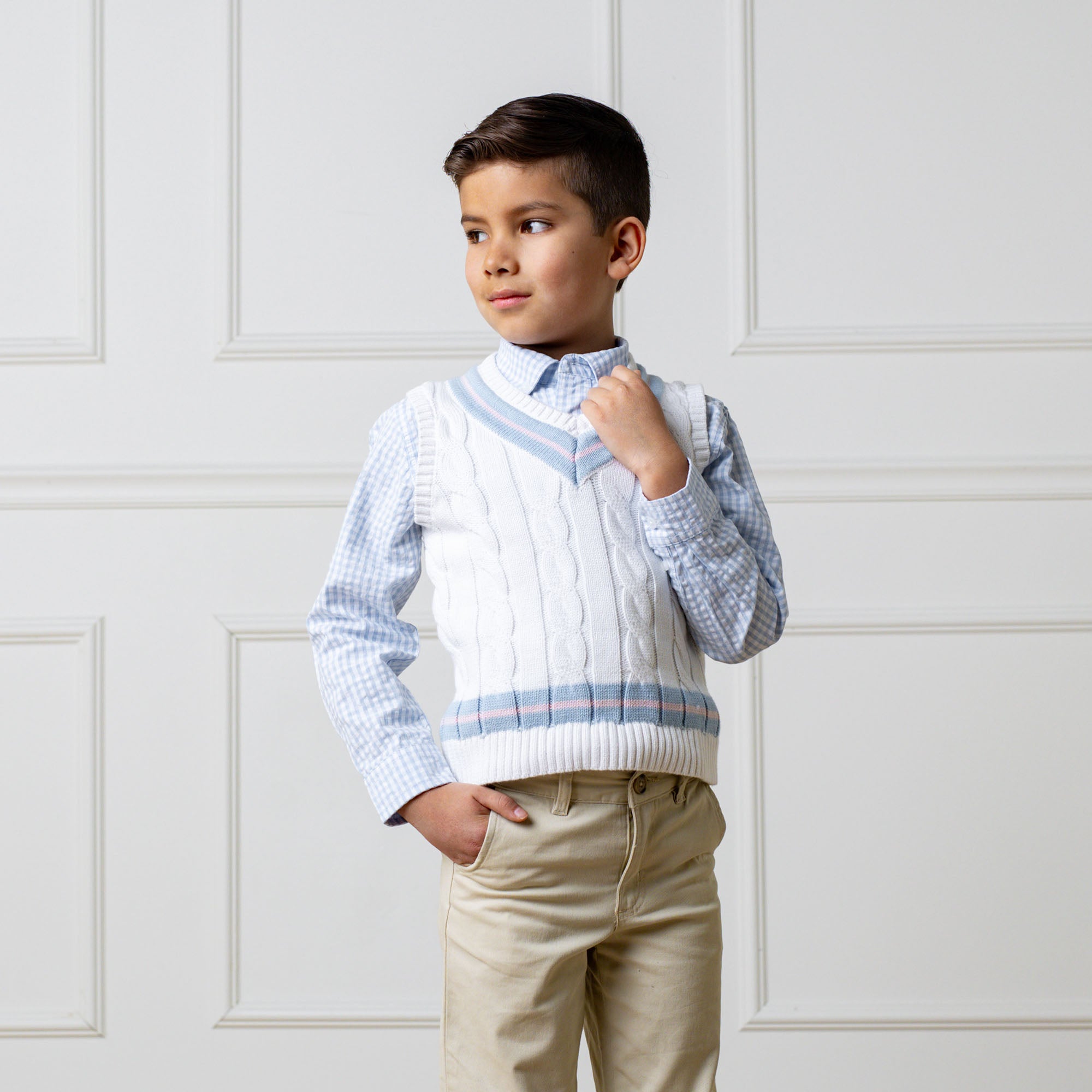 Boys Organic Cotton Cricket Sweater Vest