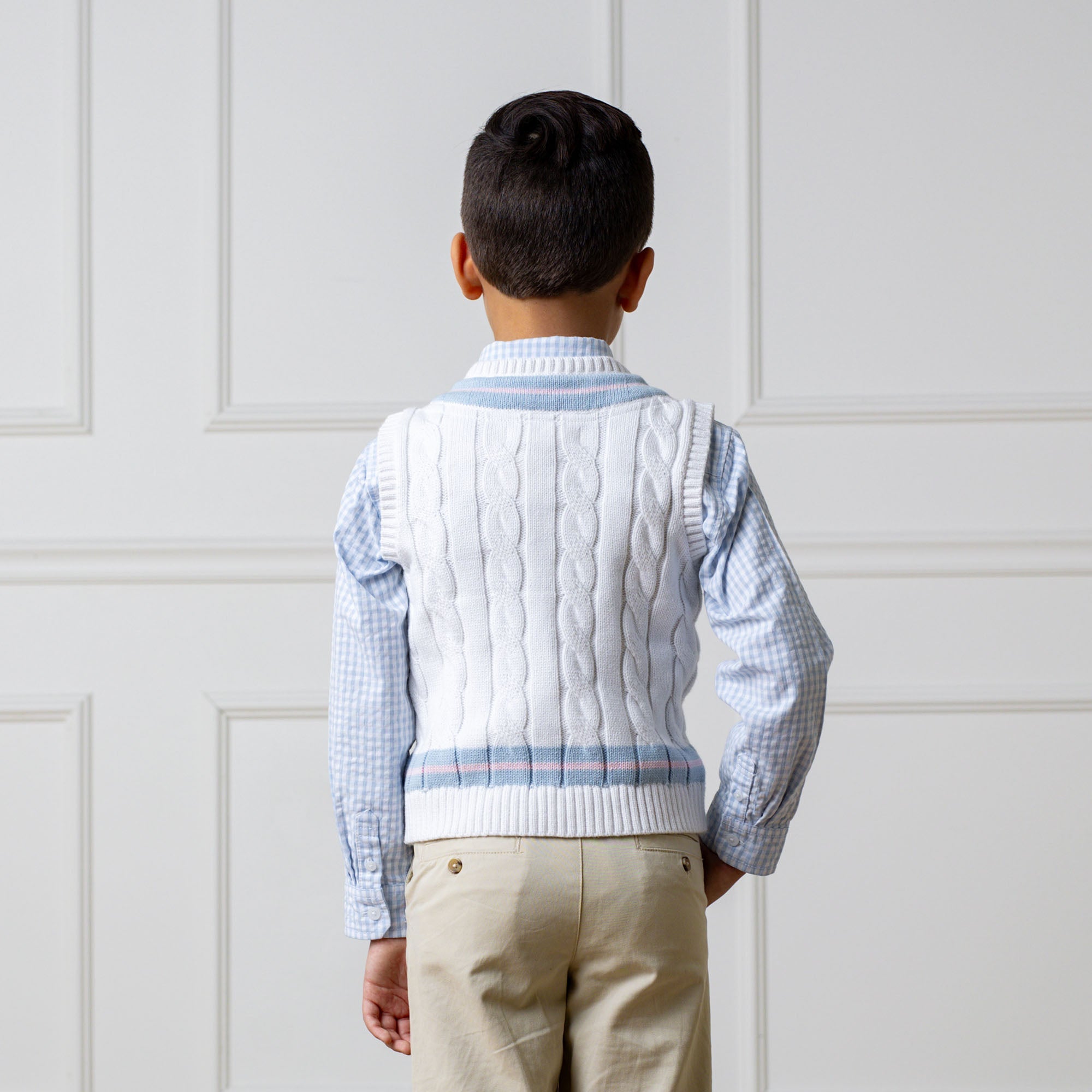 Boys Organic Cotton Cricket Sweater Vest