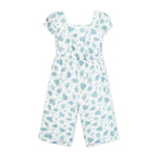 Girls Linen Puff Sleeve Jumpsuit
