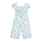 Girls Linen Puff Sleeve Jumpsuit
