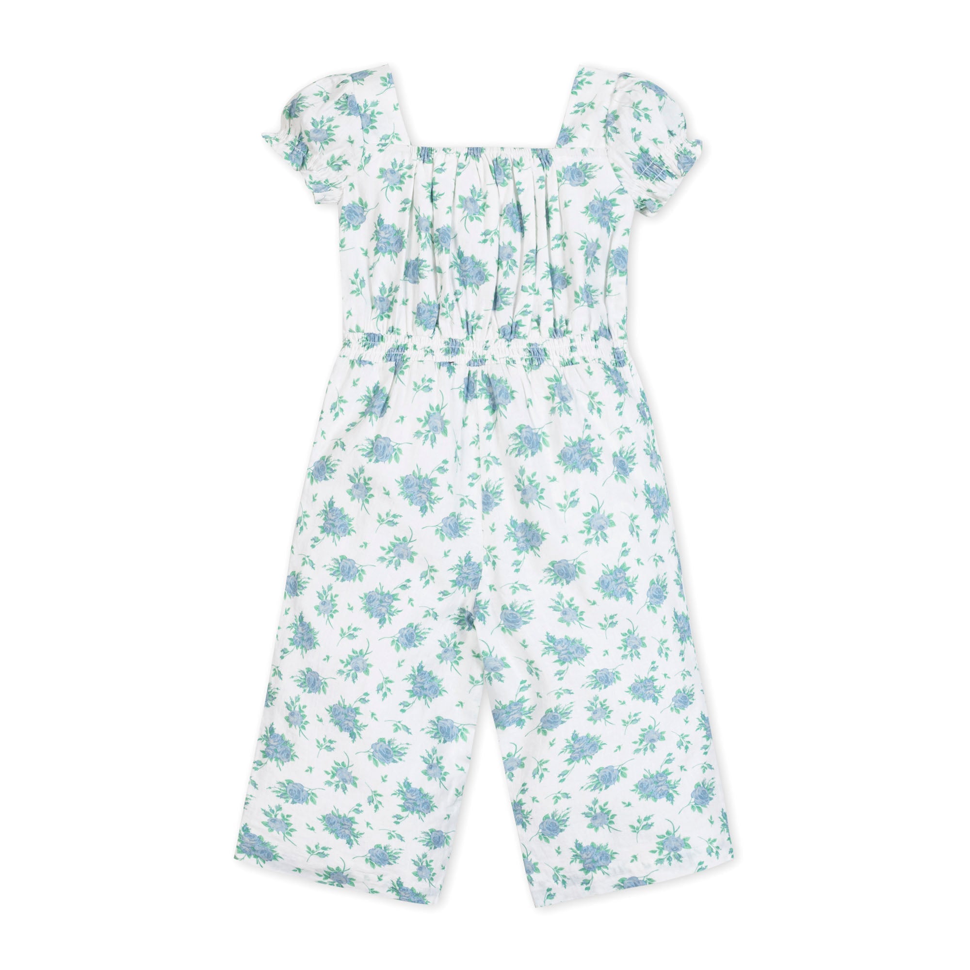 Girls Linen Puff Sleeve Jumpsuit