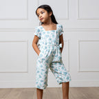 Girls Linen Puff Sleeve Jumpsuit