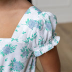 Girls Linen Puff Sleeve Jumpsuit