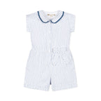 Girls Linen Collared Button Front Romper