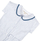 Girls Linen Collared Button Front Romper