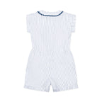 Girls Linen Collared Button Front Romper