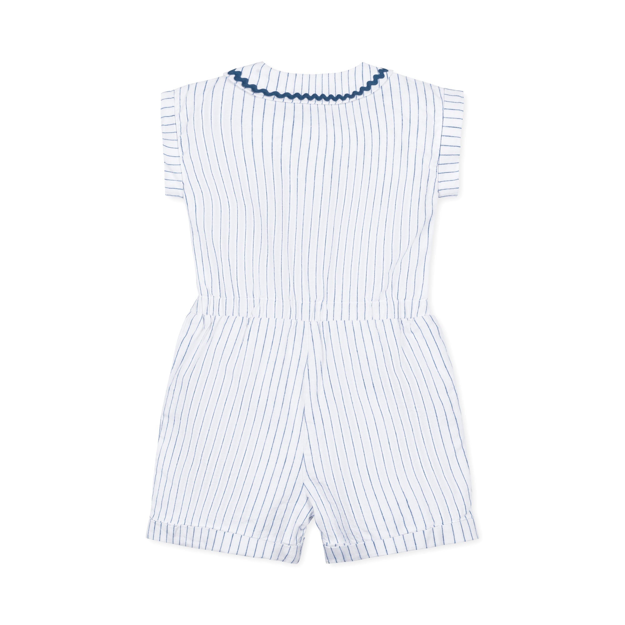 Girls Linen Collared Button Front Romper