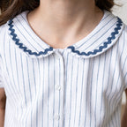 Girls Linen Collared Button Front Romper