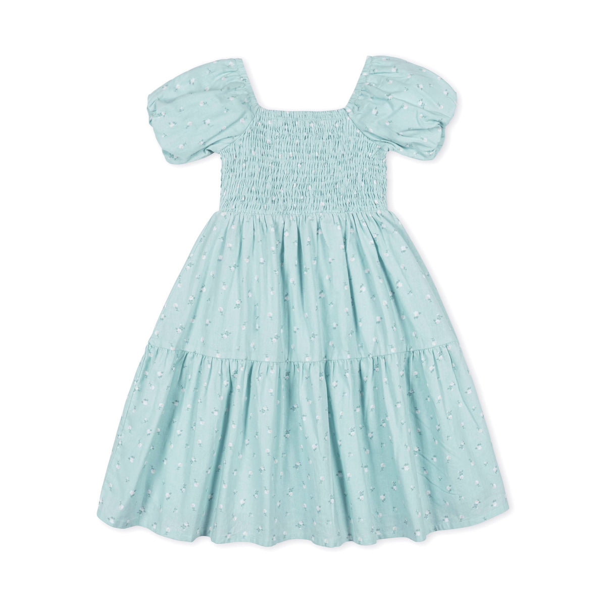 Girls Smocked Bubble Sleeve Dress