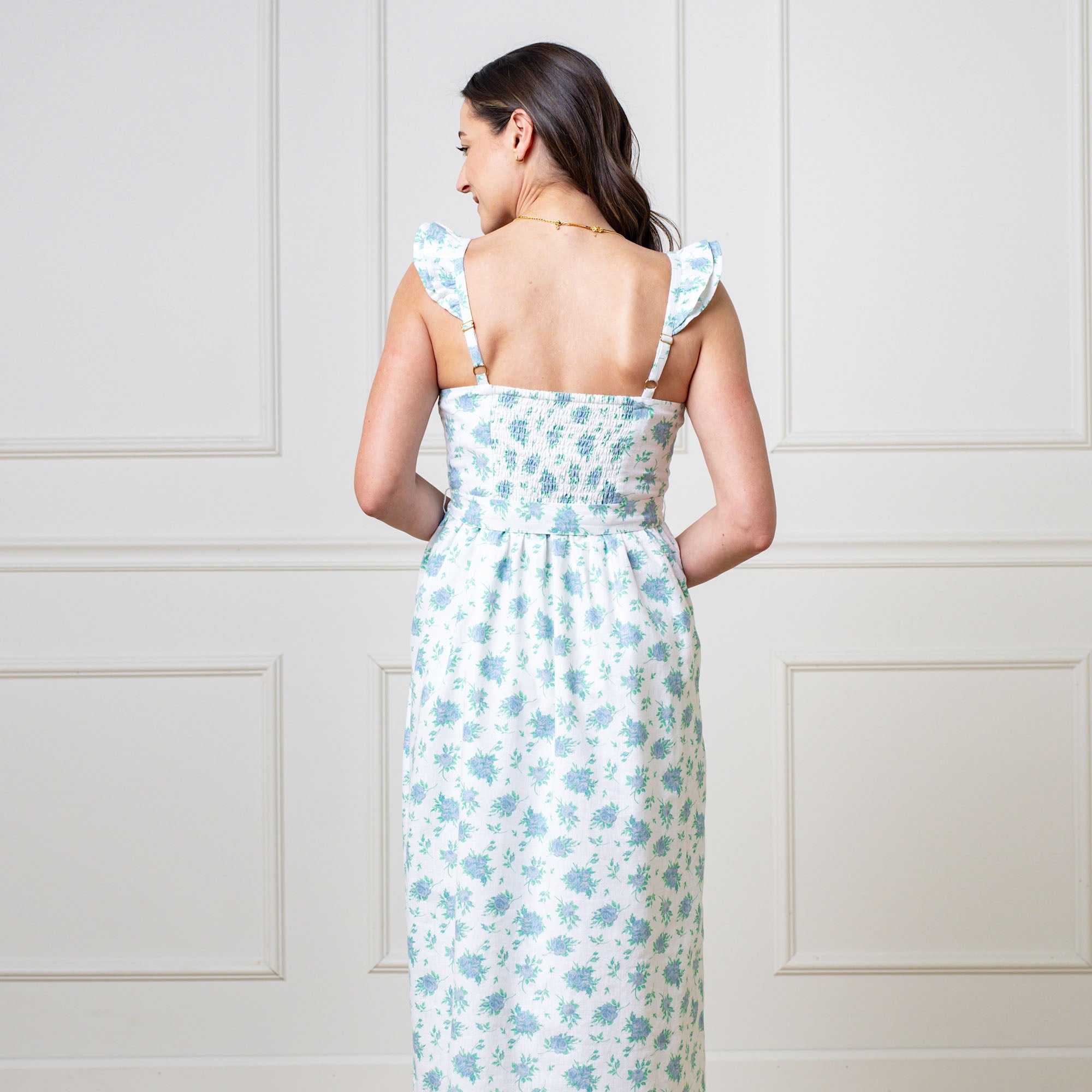 Women’s Linen Flutter Sleeve Dress