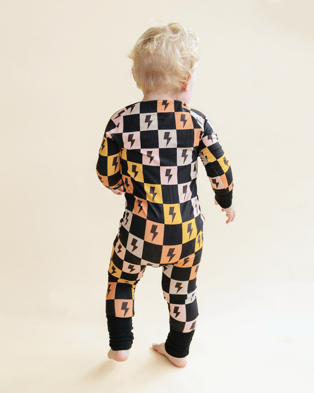 Baby Bamboo Zip Romper | Colorful Checks & Bolts