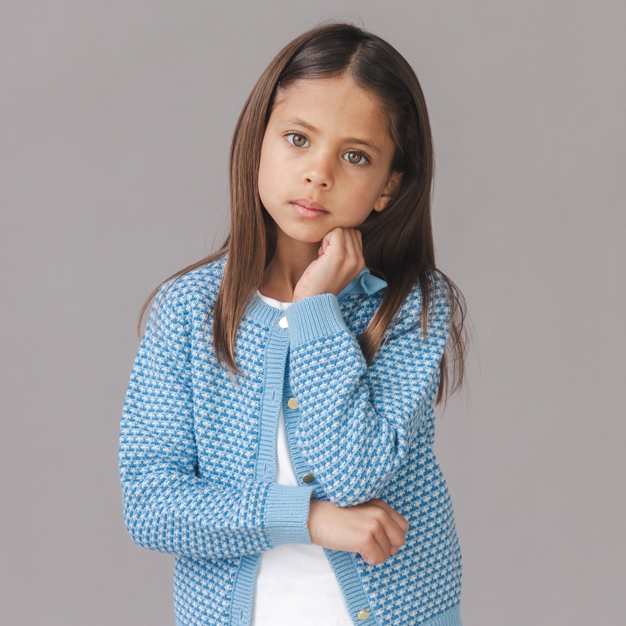 Organic Tweed Stitch Bow Cardigan