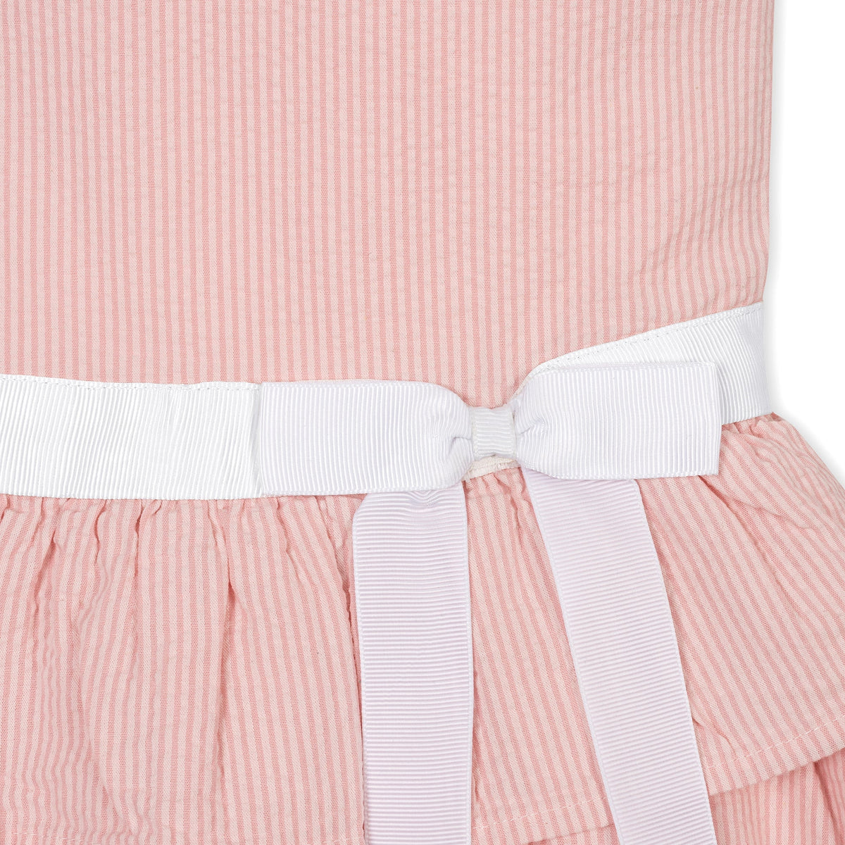 Organic Seersucker Ruffle Sleeve Peplum Dress