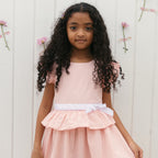 Organic Seersucker Ruffle Sleeve Peplum Dress