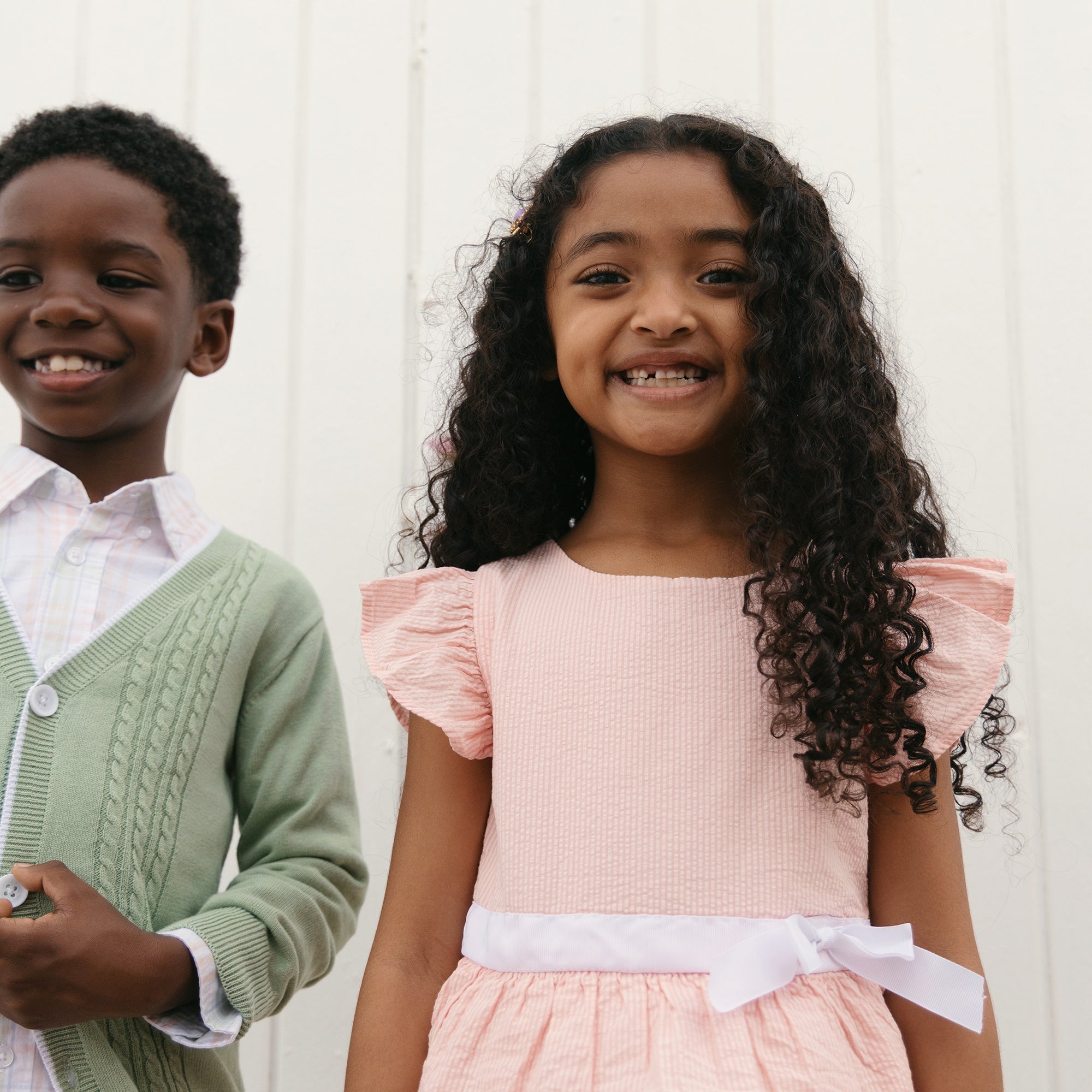 Organic Seersucker Ruffle Sleeve Peplum Dress