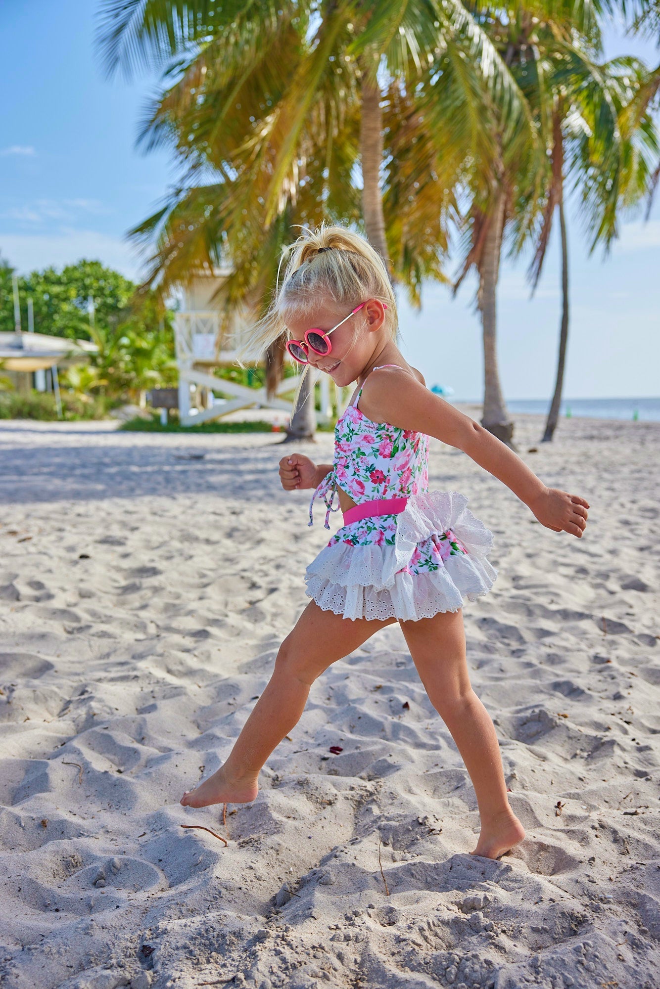Girls Sunset Floral One Piece Swimsuit