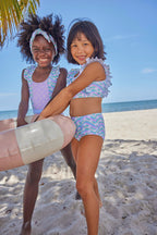 Girls Two Piece Swimsuit – Sunny Times Ruffle Retro Bikini UPF 50+