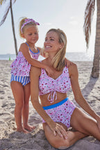 Beachside Footprints Ruffle Tankini Two-Piece Swimsuit